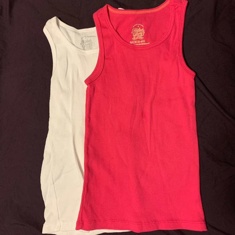 Girls pink and white tank tops